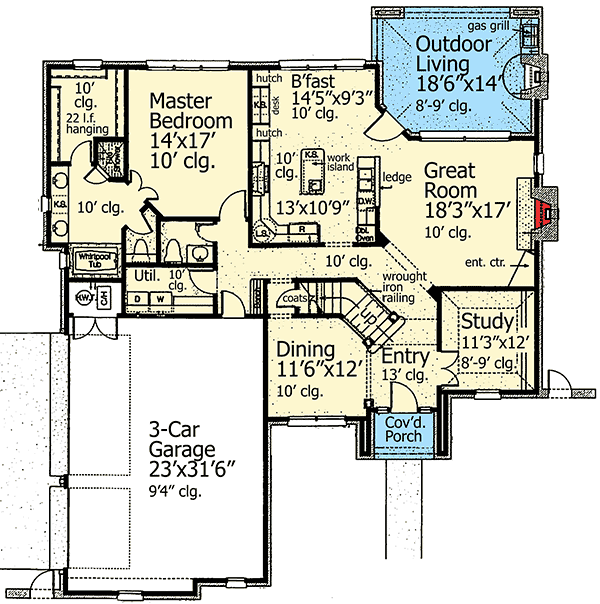 Plan 48393FM: First Floor Master - Floor Plan - Main Level - European, French Country