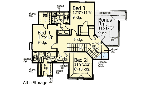 Plan 48393FM: First Floor Master - Floor Plan - 2nd Floor - European, French Country