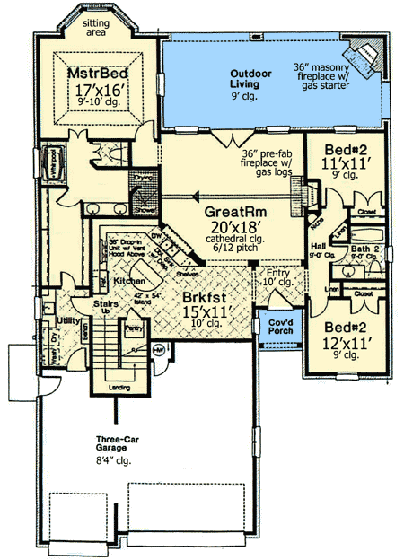 Plan 48405FM: Secluded Master Suite - Floor Plan - Main Level - European, French Country, Traditional