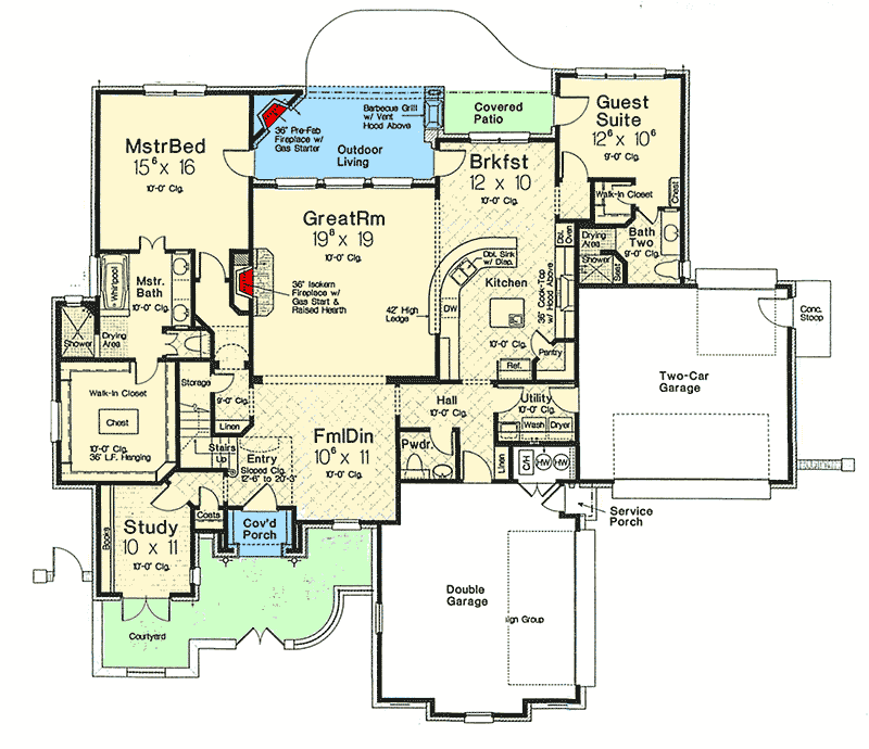 Plan 48417FM: Exciting Second Floor Media Room - Floor Plan - Main Level - European, French Country