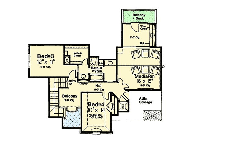 Plan 48417FM: Exciting Second Floor Media Room - Floor Plan - 2nd Floor - European, French Country