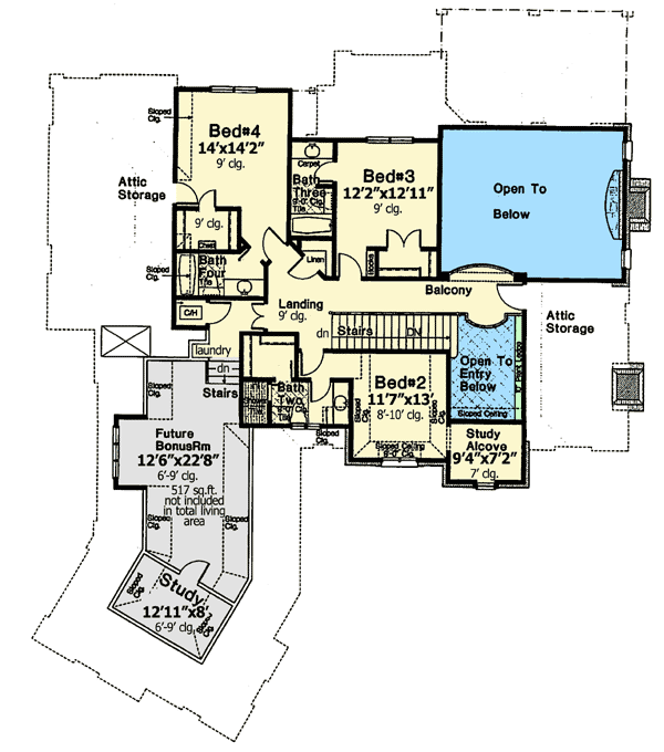 Plan 48428FM: 4 Bedroom House Plan with Luxurious Master Suite - 3668 Sq Ft - Floor Plan - 2nd Floor - European, French Country