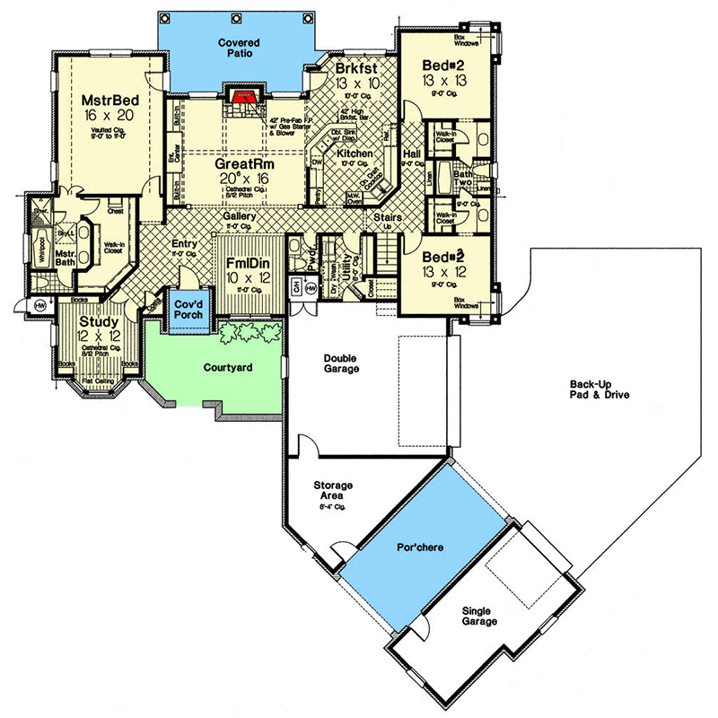 Plan 48432FM: Old World French Country Home Plan - 2565 Sq Ft - Floor Plan - Main Level - European, French Country