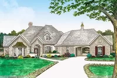 Old World French Country Home Plan - 2565 Sq Ft