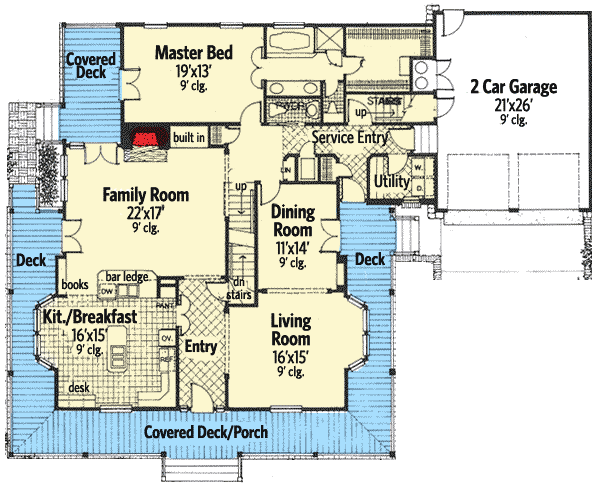 Plan 48443FM: Farmhouse Plan with Optional Guest Quarters - Floor Plan - Main Level - Country, Farmhouse, Traditional, Victorian