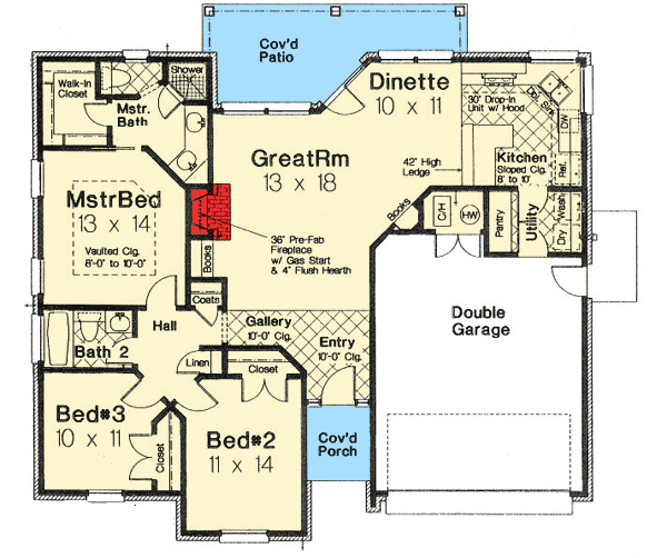 Plan 48490FM: Stylish European House Plan - Floor Plan - Main Level - European, French Country