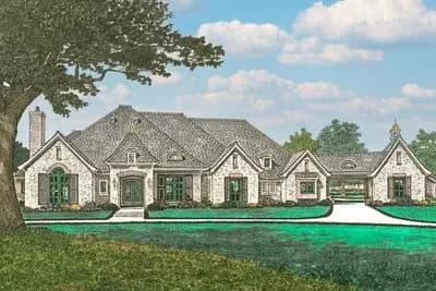 One-Story French Country House Plan Under 3300 Square Feet with Bonus Expansion