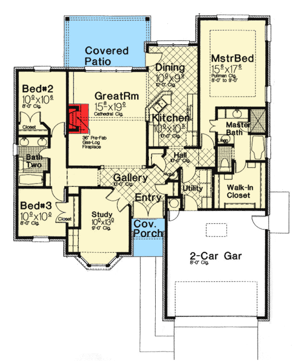 Plan 48502FM: One Level Split Bedroom House Plan - Floor Plan - Main Level - Southern, Traditional