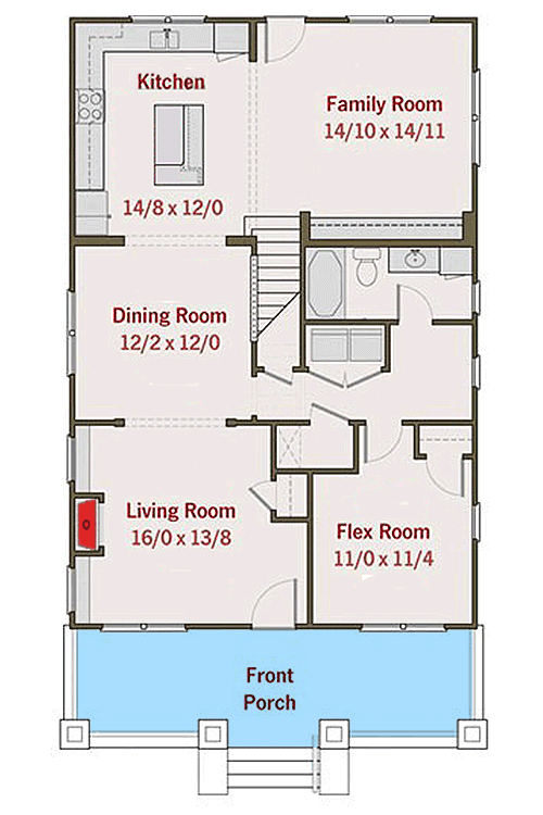 Plan 50102PH: Classic Craftsman Cottage With Flex Room - Floor Plan - Main Level - Bungalow, Country, Craftsman, Northwest