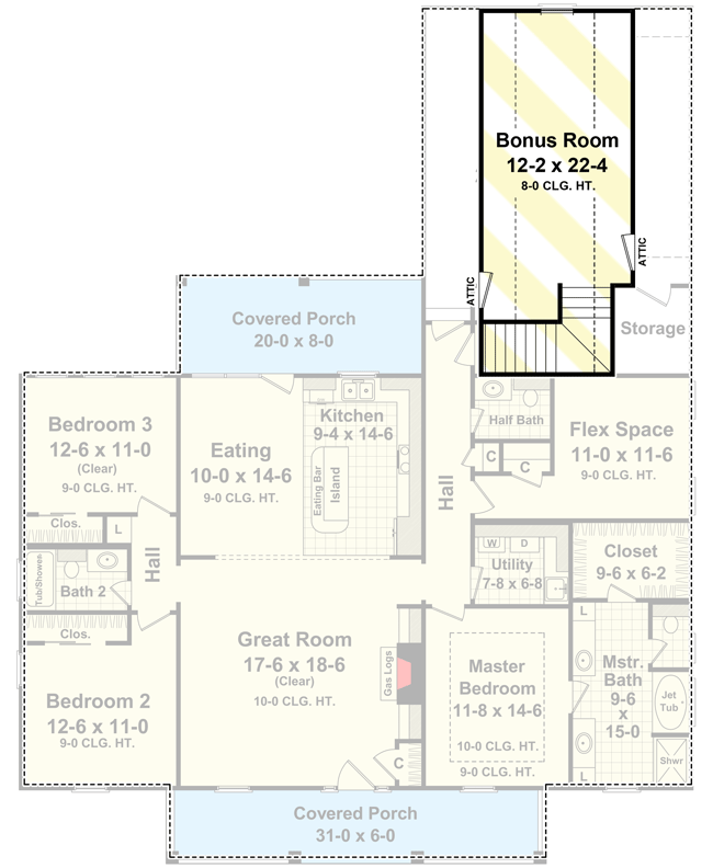 Plan 51029MM: Split Bedroom House Plan Packed with Features - 1888 Sq Ft - Floor Plan - Bonus - Southern, Traditional