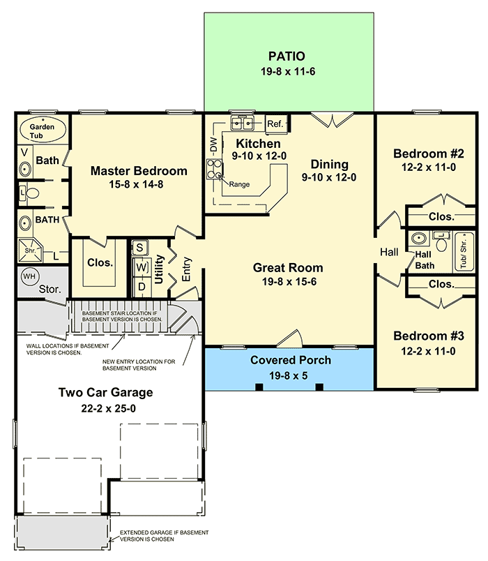 Plan 5104MM: Traditional Home Plan with Curb Appeal - 1400 Sq Ft - Floor Plan - Main Level - Country, Ranch, Traditional