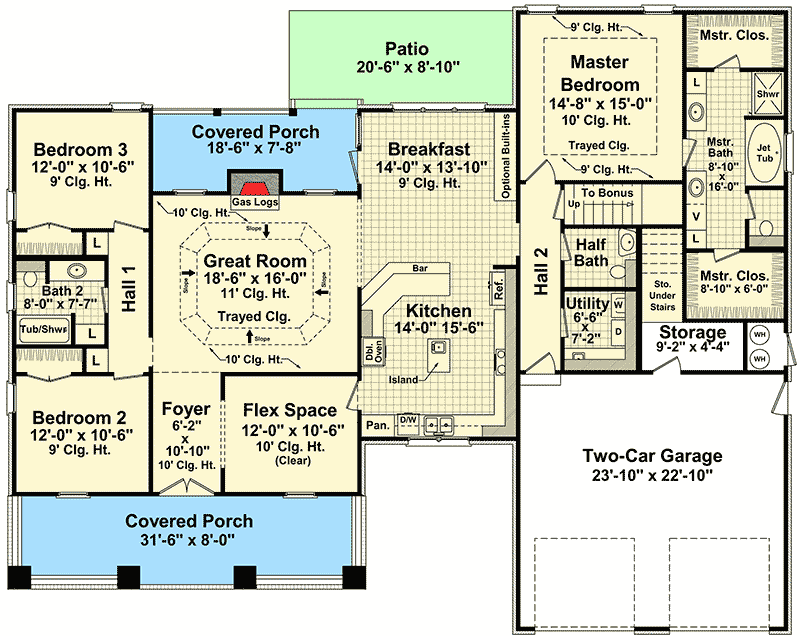 Plan 51043MM: Beautiful Craftsman House Plan - Floor Plan - Main Level - Craftsman, Northwest