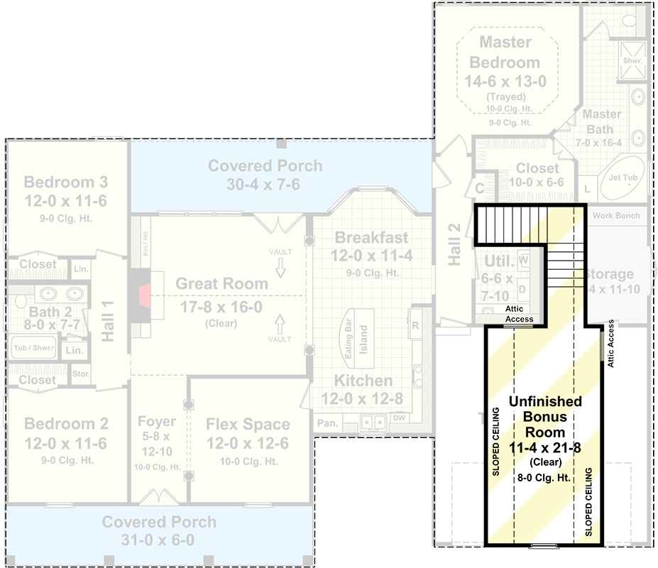 Plan 51052MM: Inviting Southern Country Styling - Floor Plan - Bonus - Southern