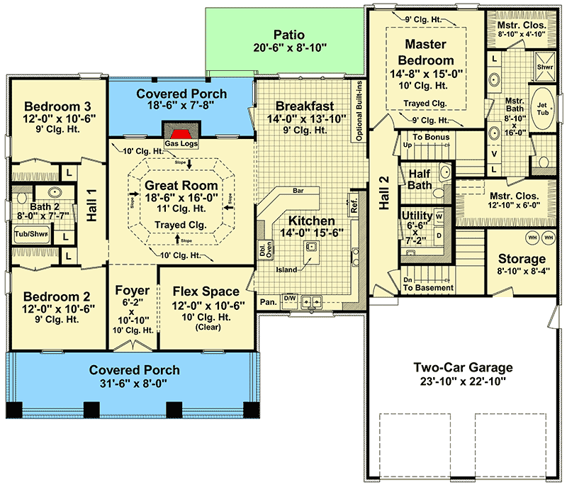 Plan 51065MM: 3-Bed House Plan with Beautiful Craftsman Styling - Floor Plan - Main Level - Country, Craftsman, Northwest
