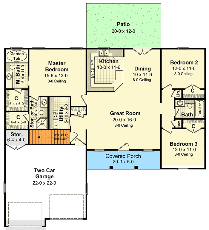 Plan 5108MM: Easy to Build Split Bedroom Plan - 1488 Sq Ft - Floor Plan - Main Level - Traditional