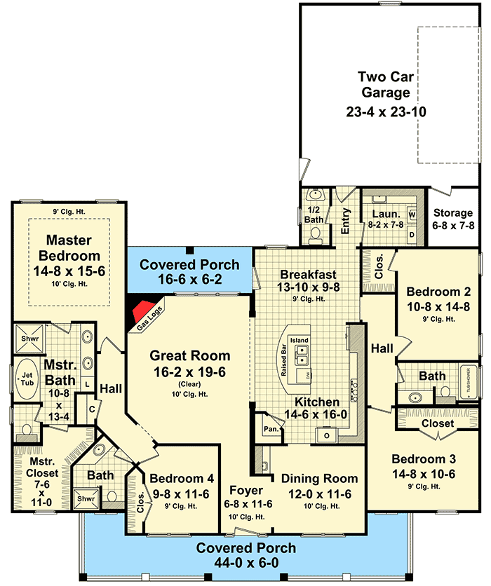 Plan 51092MM: Charming Country Porch - Floor Plan - Main Level - Country, Farmhouse