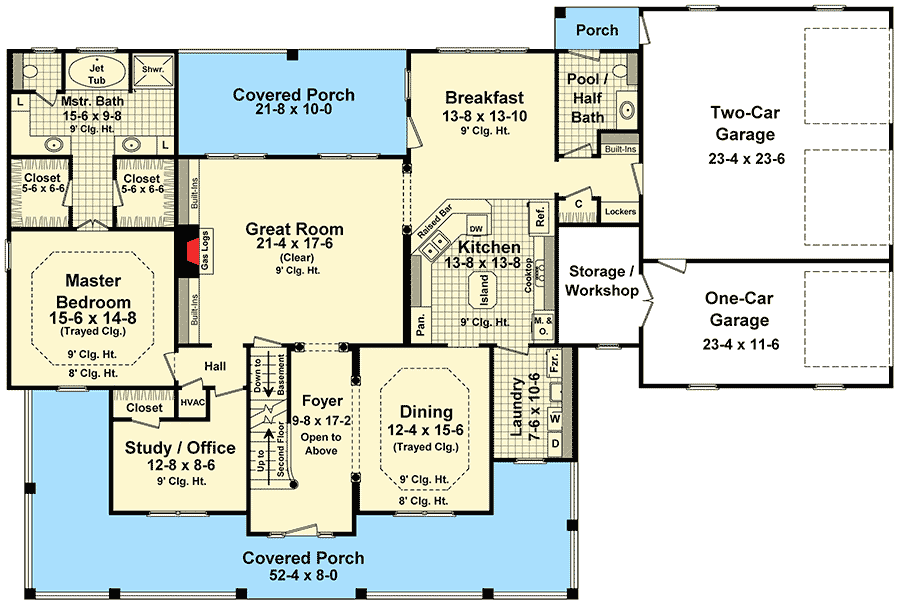 Plan 51118MM: Country Beauty with Wraparound Porch - Floor Plan - Main Level - Country, Farmhouse, Traditional