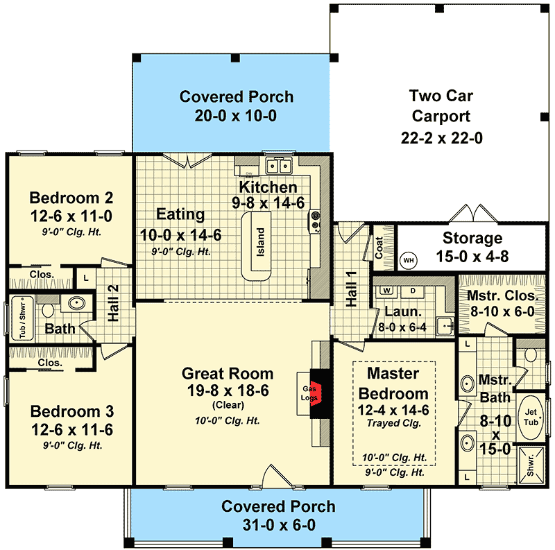 Plan 51125MM: Traditional House Plan with Options - 1640 Sq Ft - Floor Plan - Main Level - Cottage, Country, Farmhouse, New American, Ranch, Traditional