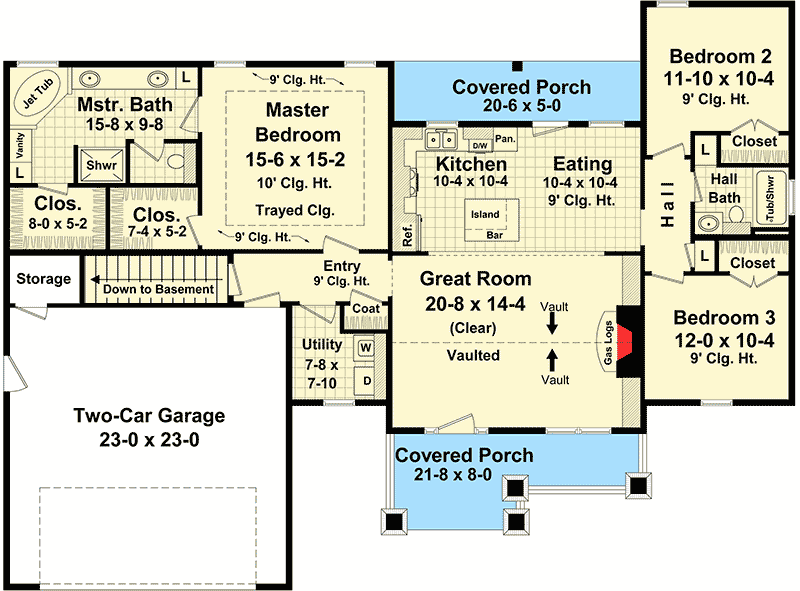 Plan 51159MM: Vaulted Great Room Craftsman Country - Floor Plan - Main Level - Country, Craftsman, Northwest
