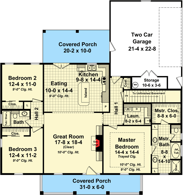 Plan 51160MM: Split Bedroom Option-Filled House Plan - 1653 Sq Ft - Floor Plan - Main Level - Country, Farmhouse, Traditional
