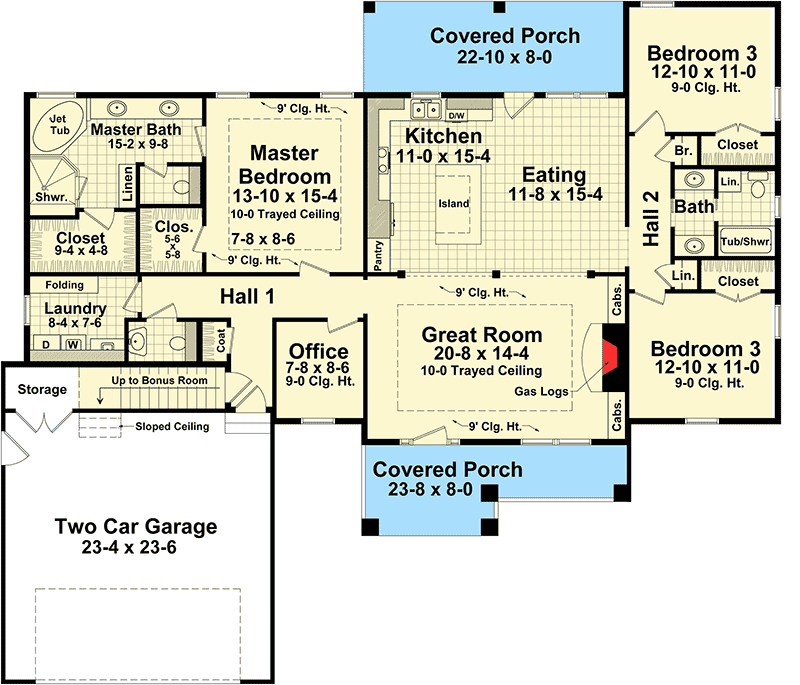 Plan 51165MM: Craftsman With Nested Gable Front - Floor Plan - Main Level - Country, Craftsman, Northwest, Traditional