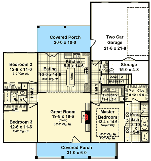 Plan 51177MM: 3 Bed Acadian with Options - Floor Plan - Main Level - Acadian, French Country, Louisiana-Style, Southern, Traditional