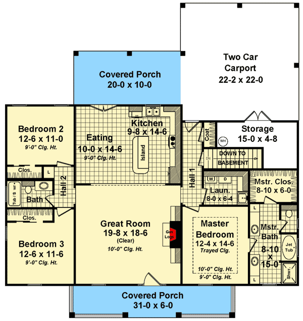 Plan 51178MM: House Plan with Country Porch with Gable Above - 1658 Sq Ft - Floor Plan - Main Level - Country, Traditional