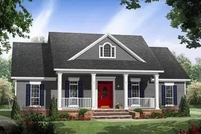 House Plan with Country Porch with Gable Above - 1658 Sq Ft