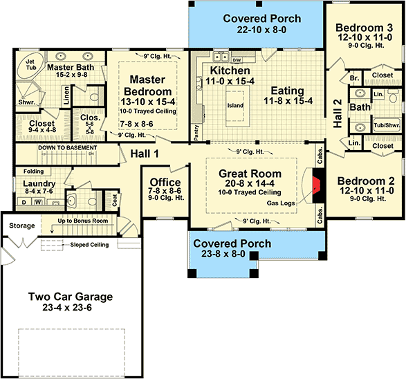 Plan 51179MM: Craftsman Cottage with Bonus Room - Floor Plan - Main Level - Country, Craftsman, Northwest, Traditional