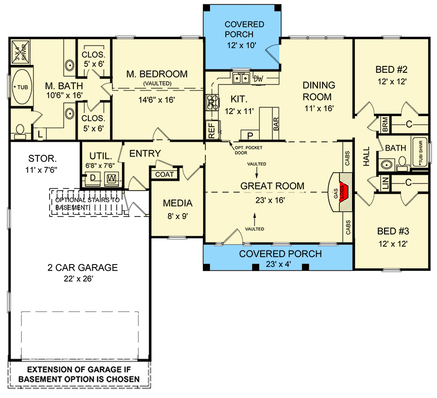 Plan 5118MM: One-Story House Plan with Vaulted Great Room and Master Suite - 1800 Sq Ft - Floor Plan - Main Level - Country, Traditional