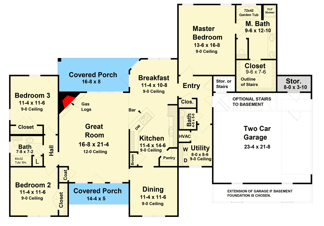 Plan 5121MM: Beautiful Split Bedroom House Plan - Floor Plan - Main Level - Country, Ranch, Southern, Traditional