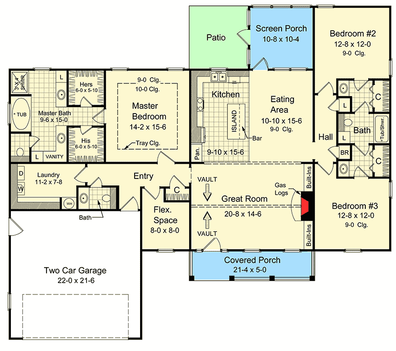 Plan 5152MM: Country House Plan with Isolated Master Suite - Floor Plan - Main Level - Country, Traditional