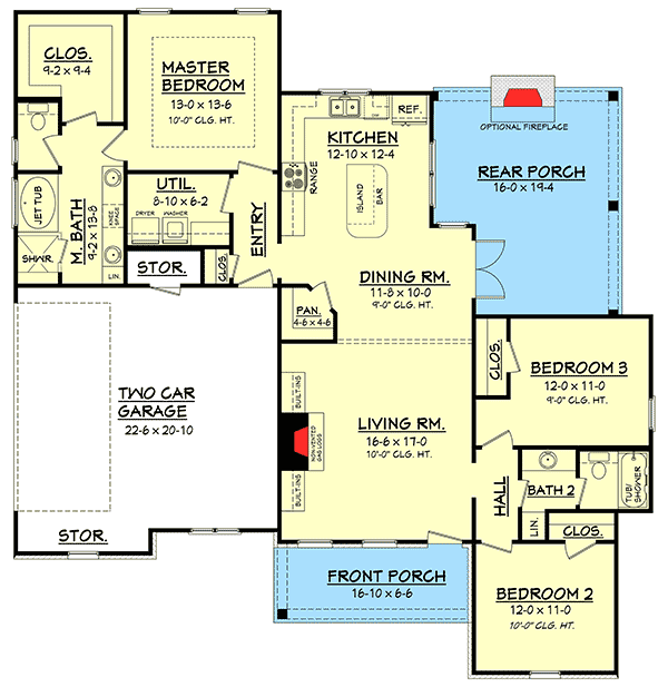 Plan 51706HZ: One Floor Living with Privacy - Floor Plan - Main Level - Cottage, Traditional
