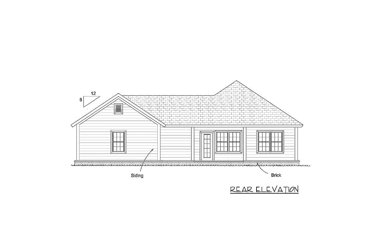 Plan 52208WM: Two Bedroom Starter Home Plan with 2-Car Garage - Image #8 - Cottage, Southern