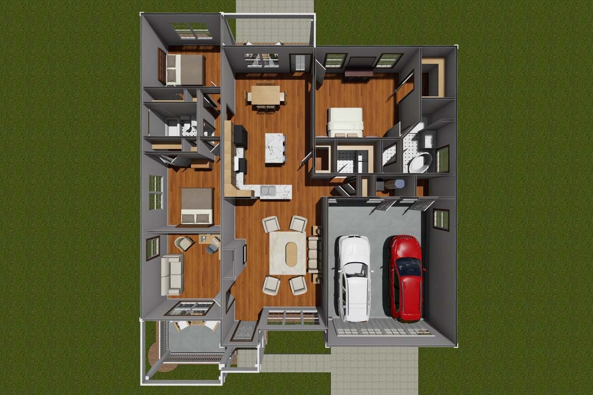 Plan 52215WM: Compact House Plan with 3 Bedrooms Under 1750 Square Feet - Architectural Designs - Image #7 - Cottage, Ranch, Southern