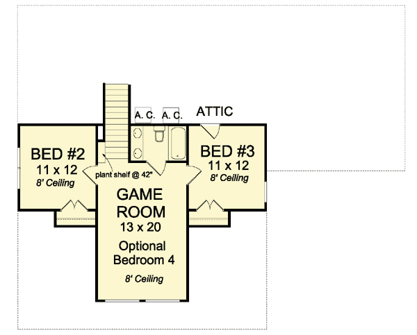 Plan 52222WM: Cozy Cottage With Removable Garage - Floor Plan - 2nd Floor - Country, Craftsman