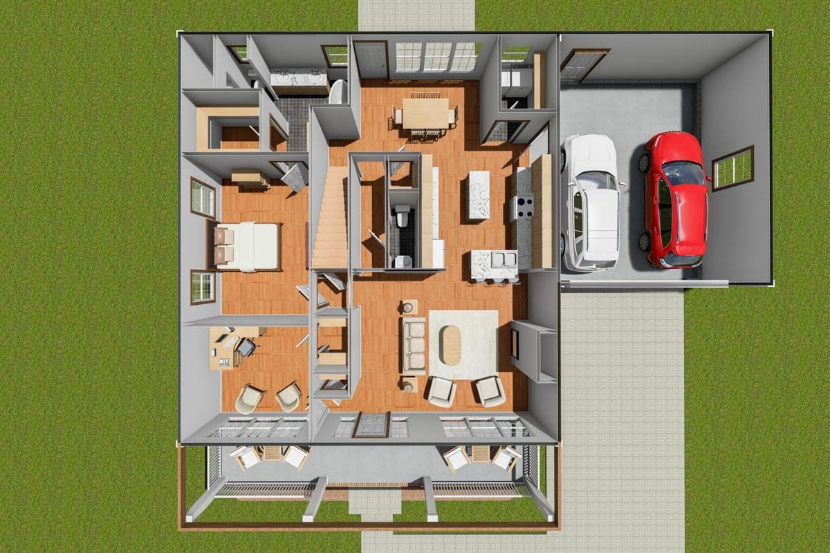 Plan 52222WM: Cozy Cottage With Removable Garage - Image #8 - Country, Craftsman