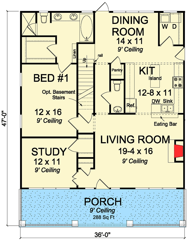 Plan 52223WM: Cozy Country Cottage With Garage Option - Floor Plan - Main Level - Cottage, Country, Craftsman