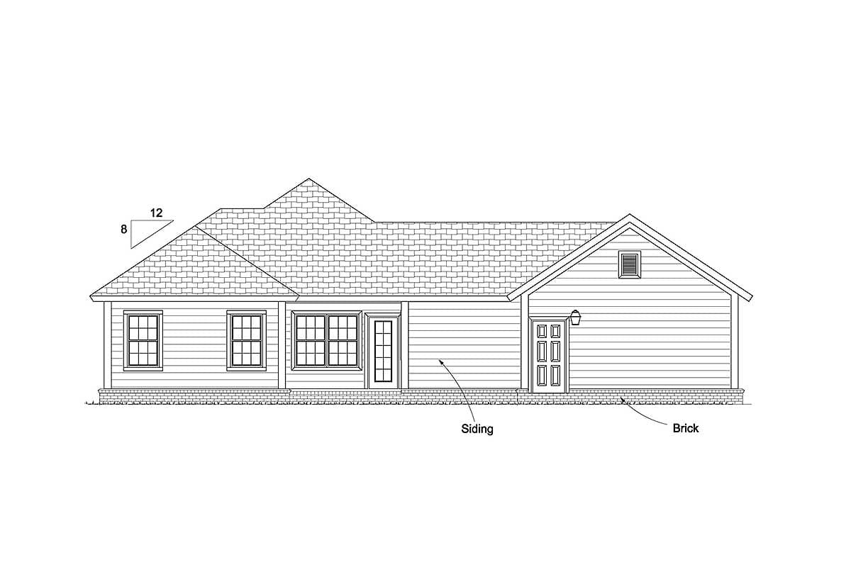 Plan 52226WM: Tidy 3 Bedroom Bungalow House Plan with 2-Car Garage - 1426 Sq Ft - Image #10 - Cottage, Country