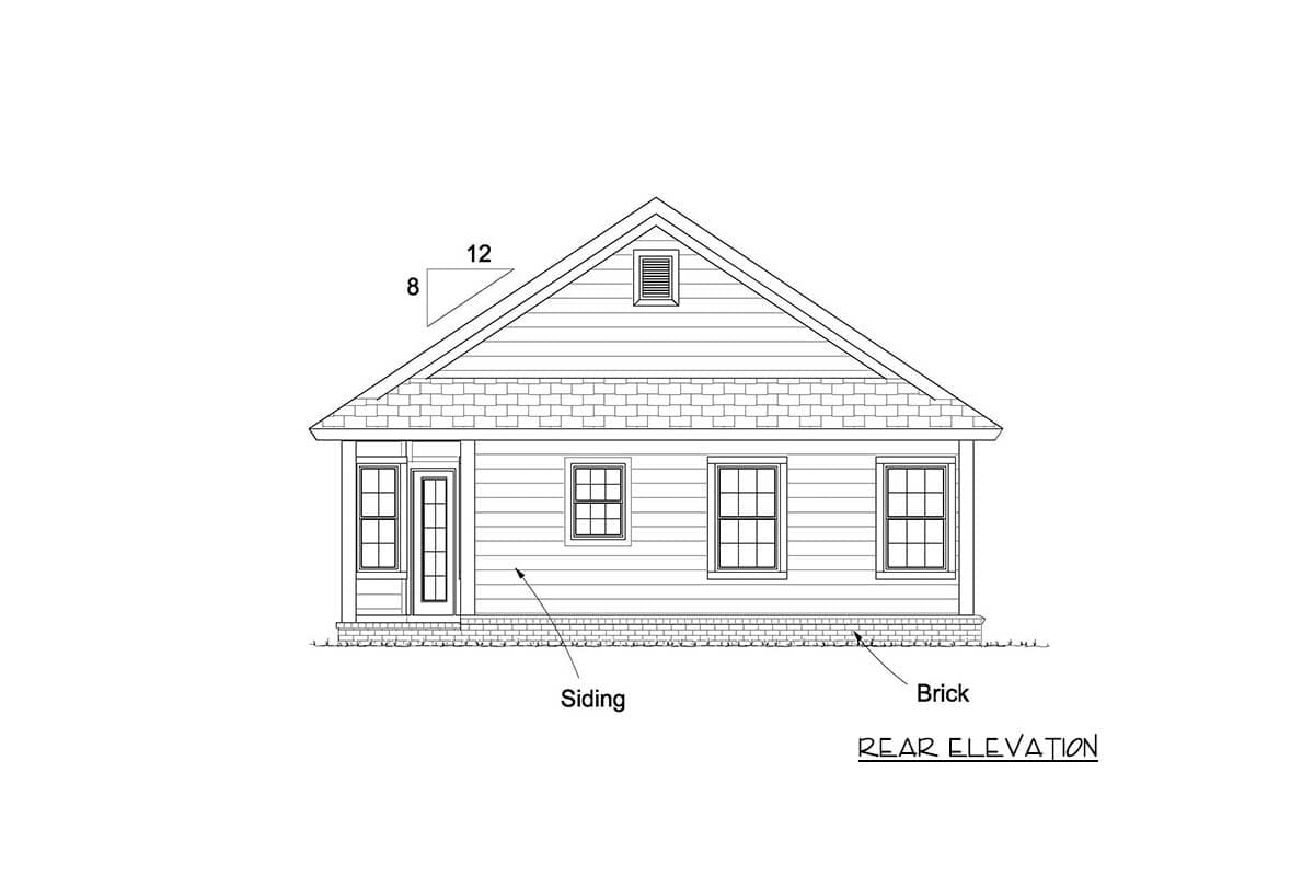 Plan 52228WM: Cozy Cottage with Two Bedrooms - 1163 Sq Ft - Image #8 - Cottage, Country