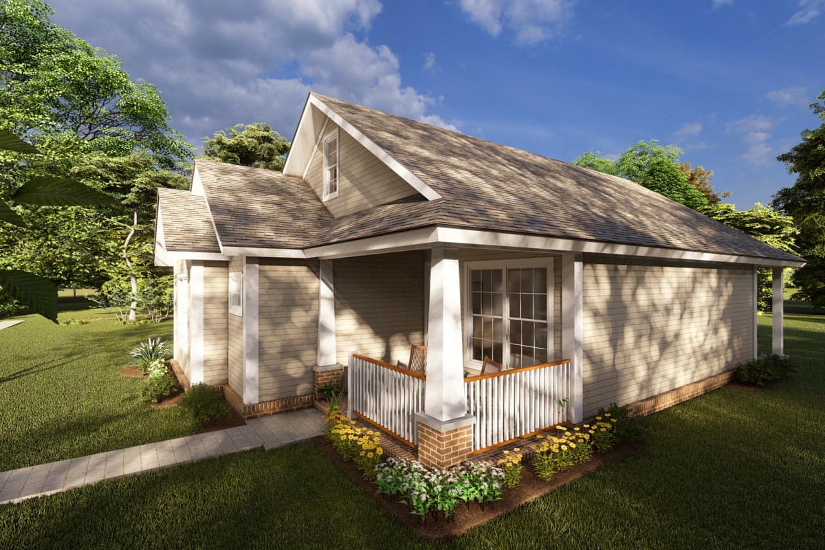 Plan 52228WM: Cozy Cottage with Two Bedrooms - 1163 Sq Ft - Image #4 - Cottage, Country
