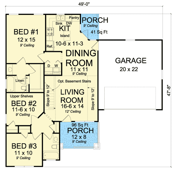 Plan 52229WM: Cozy Cottage Home Plan - 1163 Sq Ft - Floor Plan - Main Level - Cottage, Country