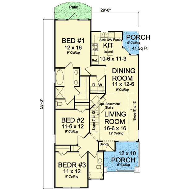 Plan 52231WM: Cozy Country Cottage - 1381 Sq Ft - Floor Plan - Main Level - Cottage, Country