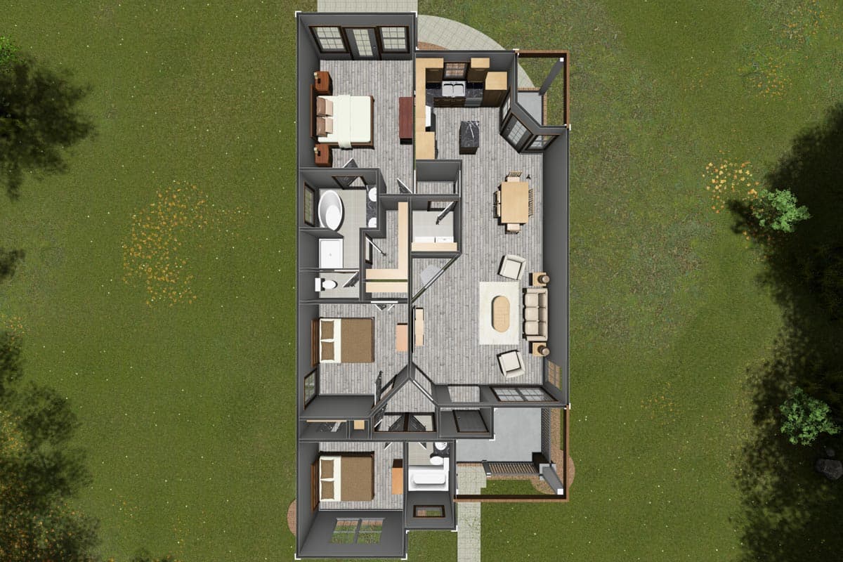 Plan 52231WM: Cozy Country Cottage - 1381 Sq Ft - Image #8 - Cottage, Country