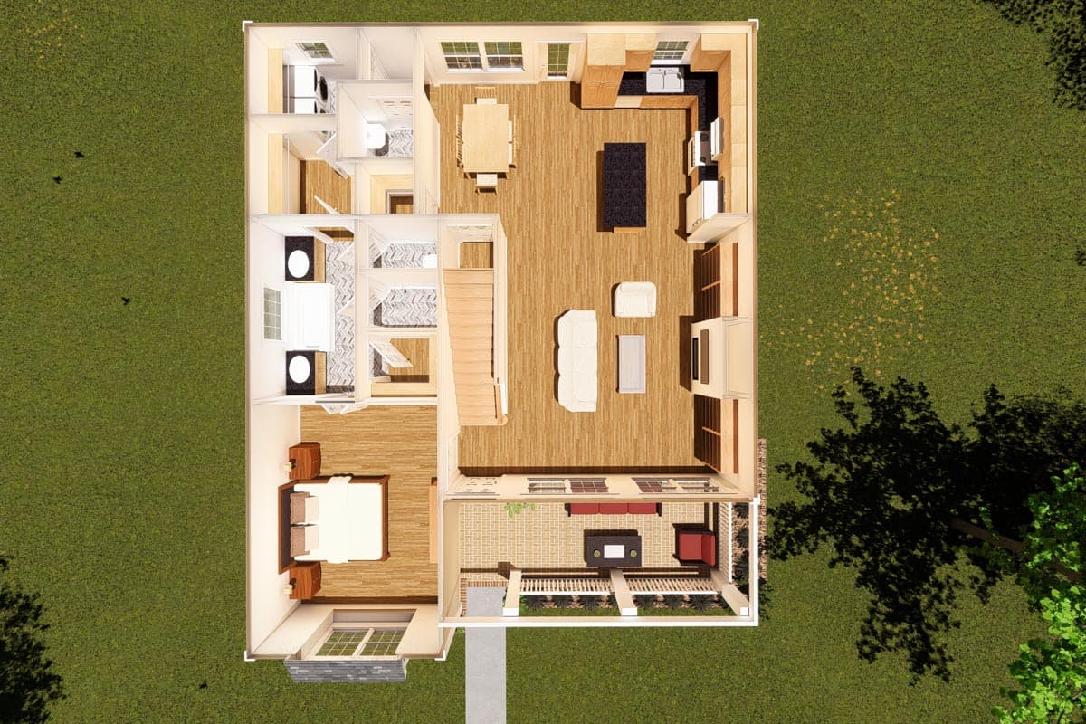 Plan 52233WM: Country Home Plan with First Floor Master and 3 Bedrooms - 1597 Sq Ft - Image #7 - Country, Farmhouse, Traditional