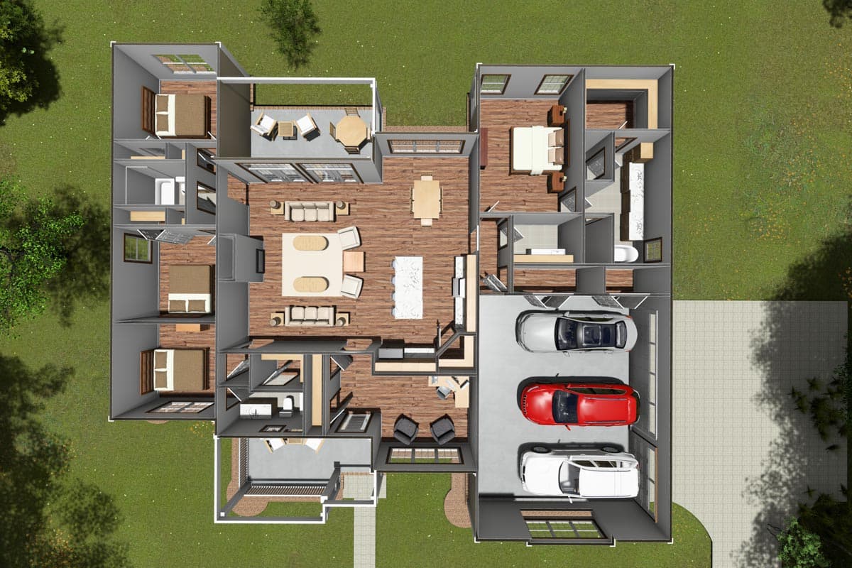 Plan 52238WM: One-Story Country House Plan with 4 Bedrooms and 2 Porches - 2193 Sq Ft - Image #8 - Country, Traditional