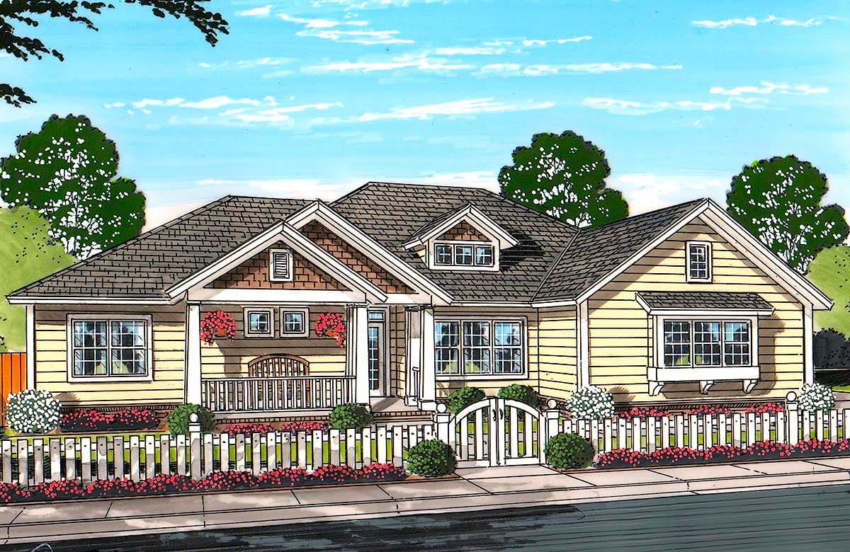 Plan 52238WM: One-Story Country House Plan with 4 Bedrooms and 2 Porches - 2193 Sq Ft - Image #9 - Country, Traditional