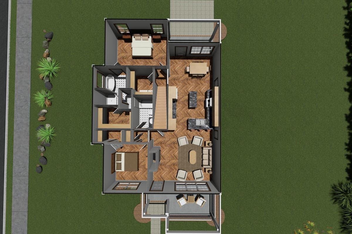Plan 52240WM: 2-Story Country Cottage House Plan with Four Bedrooms in a Narrow Footprint - 1940 Sq Ft - Image #7 - Cottage, Country, Traditional