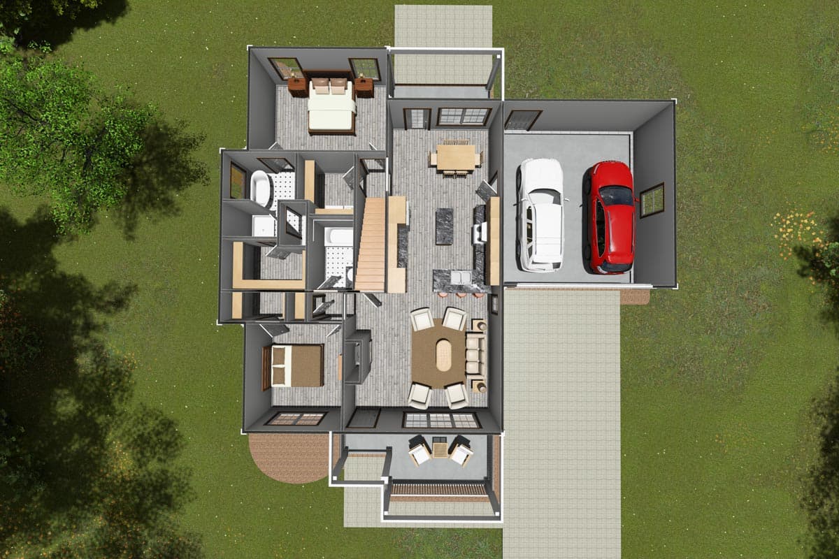 Plan 52241WM: Four Bedroom Country House Plan with 2-Car Garage - 1940 Sq Ft - Image #8 - Cottage, Country, Traditional