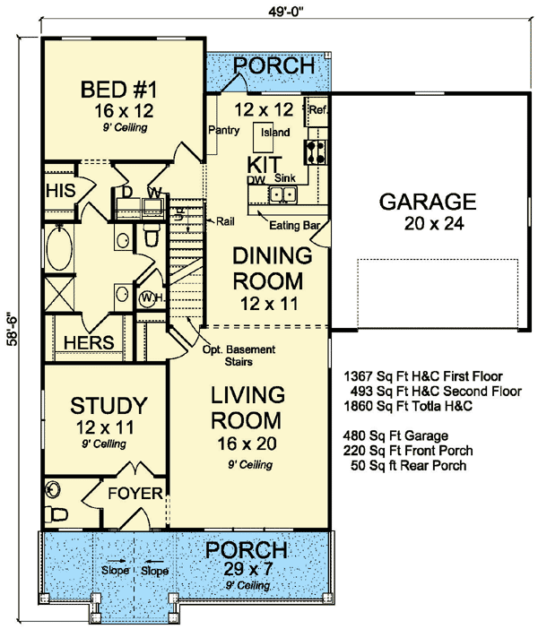 Plan 52244WM: First Floor Master Suite - Floor Plan - Main Level - Country